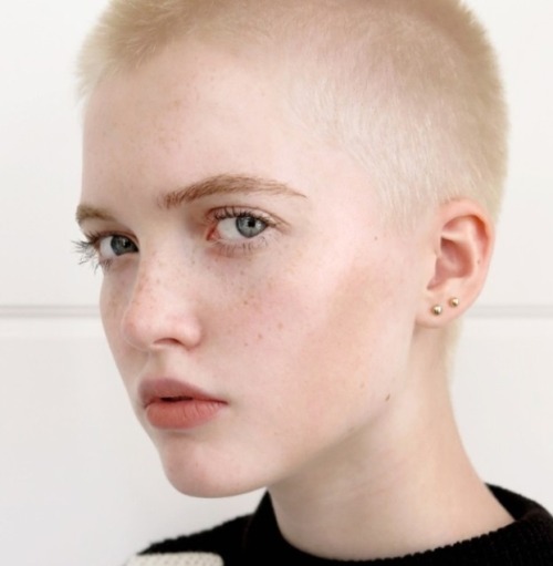 Dramatic new look for British model Ruth Bell. Loving the bleached buzzcut.