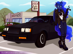 scaitblue:  Commission for     flippedoutkyrii      its woona and her new car    ready to test it !Luna © My little pony art is mine     my love! &lt;3