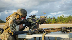 militaryarmament:  Green Berets from the 3rd Special Forces Group (Airborne) during a stress fire training exercise at Hurlburt Field, Florida. October 2014.