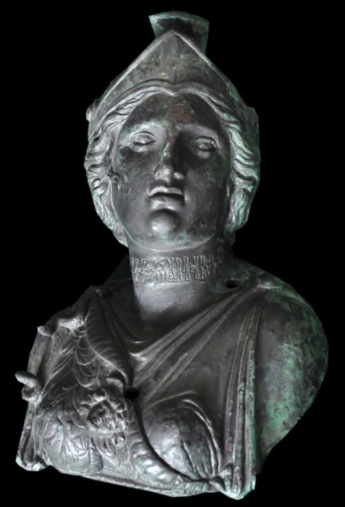 sabaeanroots:South Arabian bronze bust representing Athena. The goddess wears the helmet and a tunic