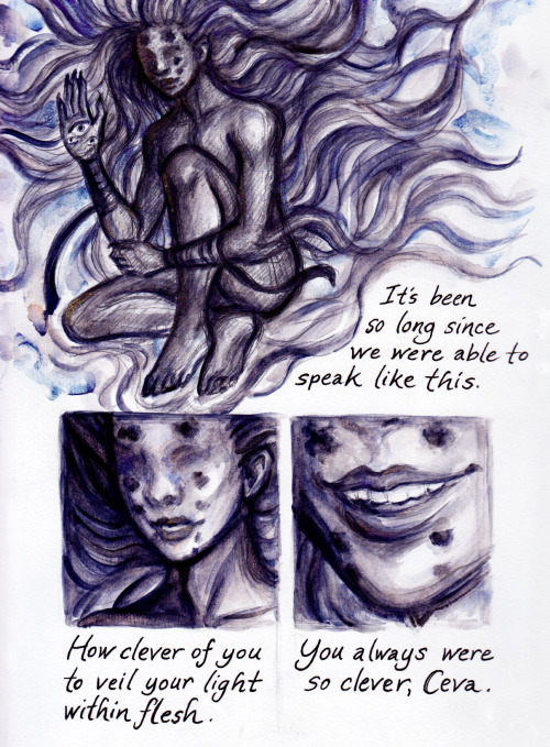 Spirit of Darkness. A sketch-design-comic page of one of the characters of my villain-centric novel.