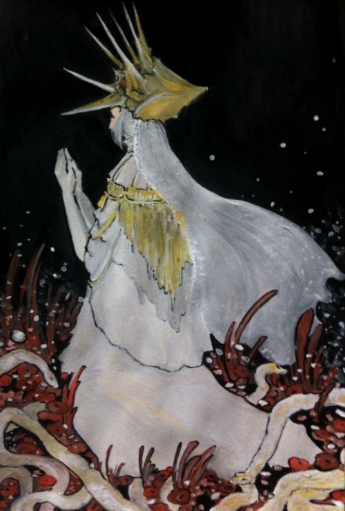 flabbergastedpigeon: Gouache painting of my love, Gwyndolin. Traditional art is hard.