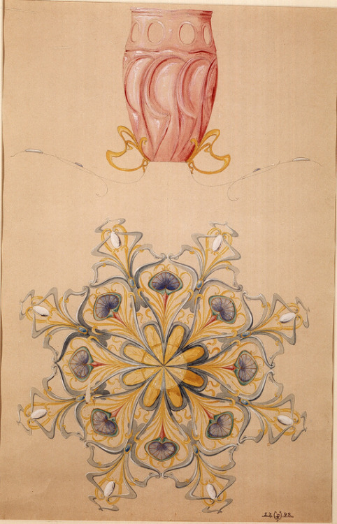 Philippe Wolfers, design drawing for crystal vase, 1898. Belgium. Via KIK-IRPA Brussels