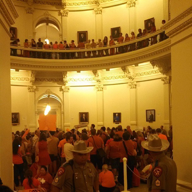 Inside the capitol right now. #TXLege #hb2