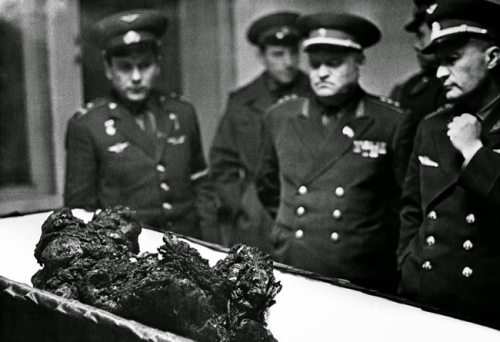 The remains of soviet astronaut Vladimir Komarov after his space capsule crashed on reentry.