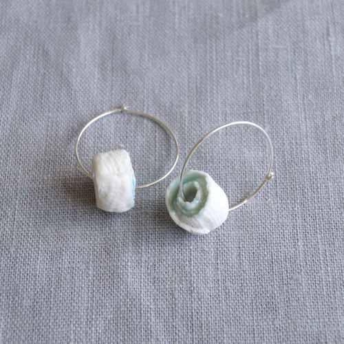 Ceramic jewellery inspired by textiles.Vanilla Kiln makes three of our favourite things rolled into 