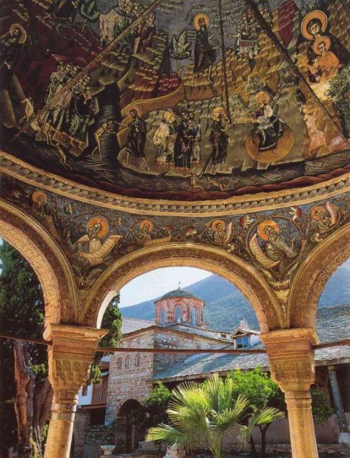 Greek-Orthodox Monastery of Great Lavra (Μονή Μεγίστης Λαύρας) on holy Mount Athos in Hellas (UNESCO