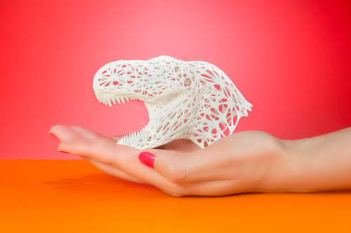 artandsciencejournal:  3D-REX: A 3D Printed Tyrannosaurus Rex Sculpture Move your wall hangings into storage, namisu from Madrid and Edinburgh has created something a bit different for your wall. Their Kickstarter project for 3D printed Tyrannosaurus