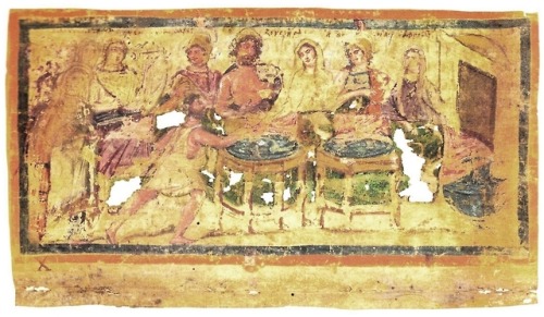 artofthedarkages: “Banquet of the Gods in the Ambrosian Iliad” A leaf from a Greek manus