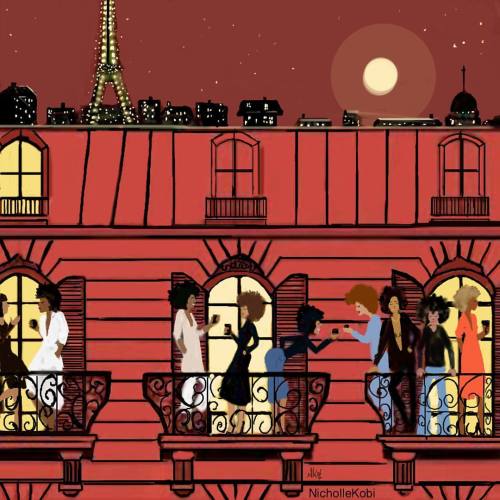 nikisgroove: Friday night In Paris  #Nichollekobi #illustrations #blackwomainArt (à Paris, Fr