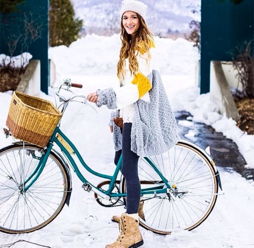 Snow Cycling Girl