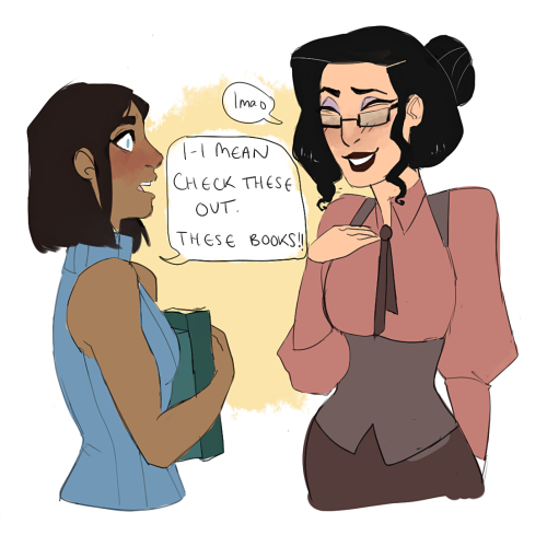 yakfrost:  Korrasami Month - Library  I’m late on this prompt, but even so I kind of desire to draw the old prompts too…haha. I didn’t put too much effort into this because I don’t necessarily like coloring comics but I figured if I wanted to