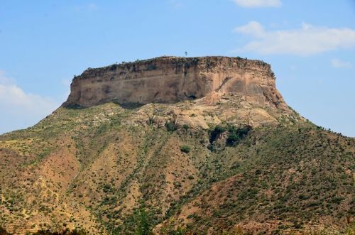 A 6th century monastery situated atop Debre Damo mountain near Adigrat, Ethiopia. Basilica-type mona