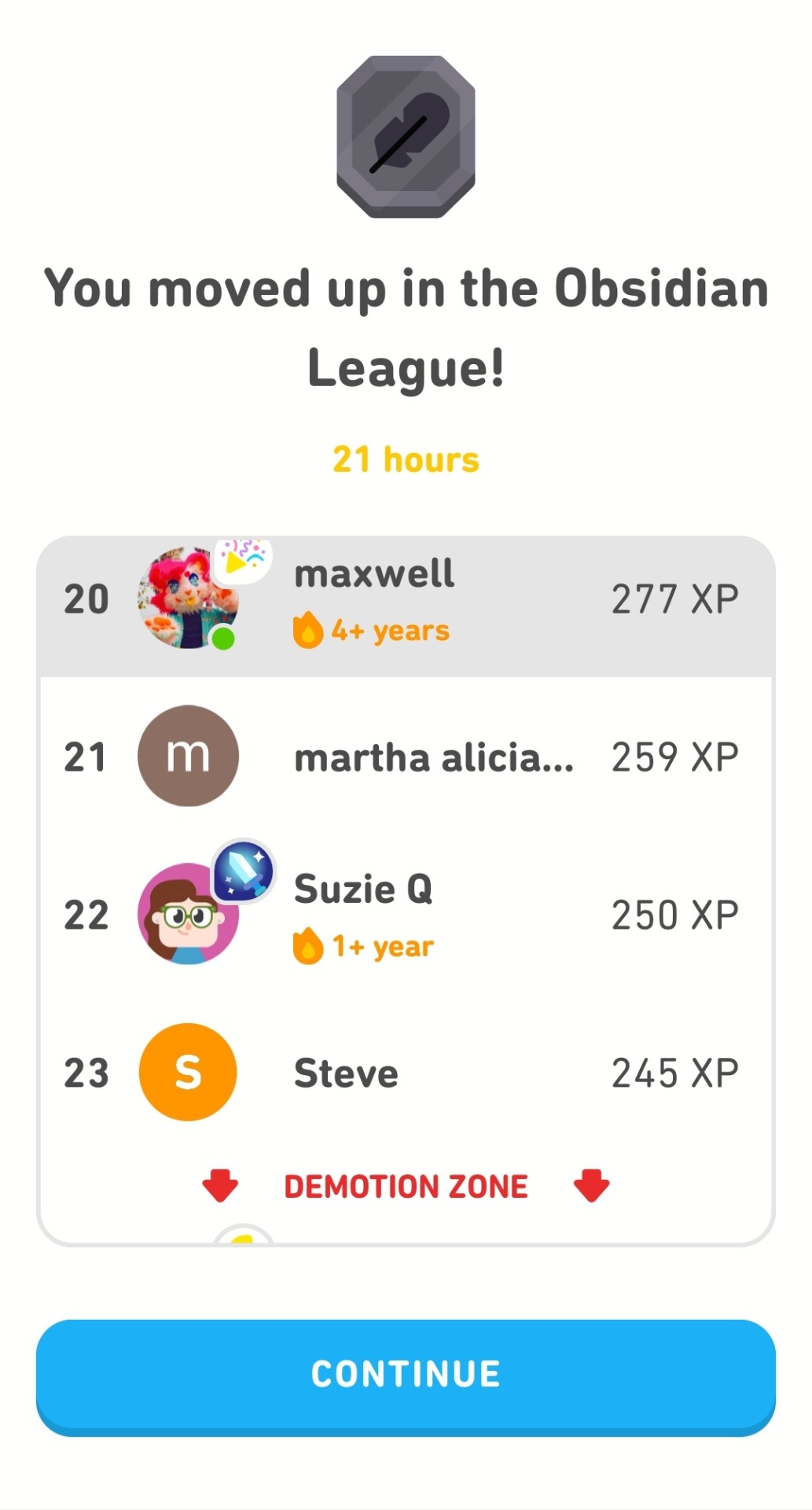 🦁 maxpawb 🦁 — maxpawb: im in the demotion zone on duolingo