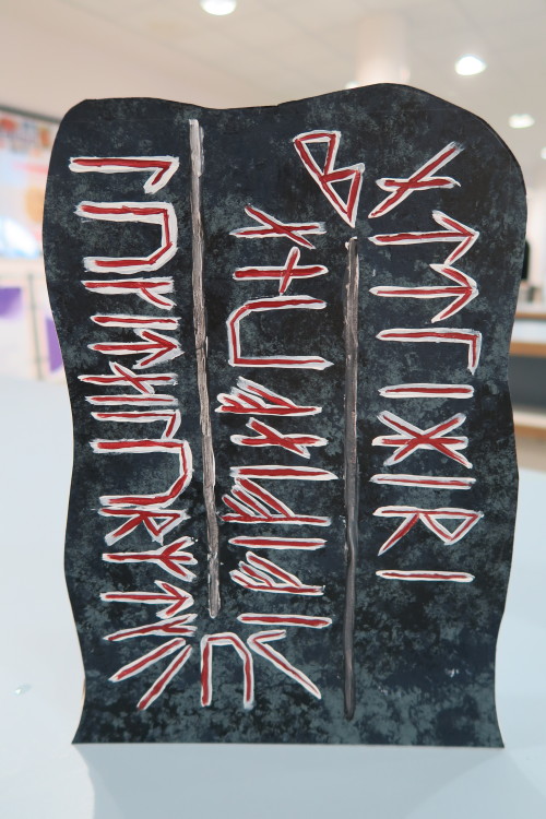 Key Stage 3 Learner Viking Rune Stones created by Drama students as preparation for their forthcomin