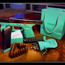 richkidsofinstagram:  Now that’s my kind of Tiffany’s present…fuck the ring #glock #9mm #tiffanysgun #triggahappy by pixiepap 