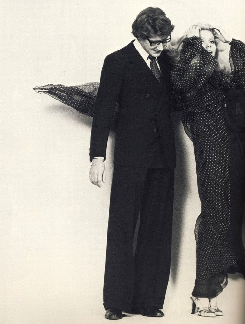 Catherine Deneuve and Yves Saint Laurent, 1976.
