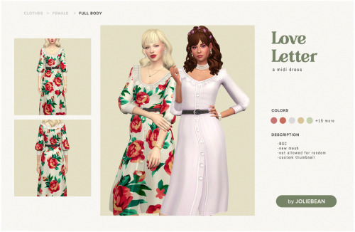 joliebean:Love Letter Dress by Joliebean BGCnew mesh 20 swatches not allowed for random custom thumb