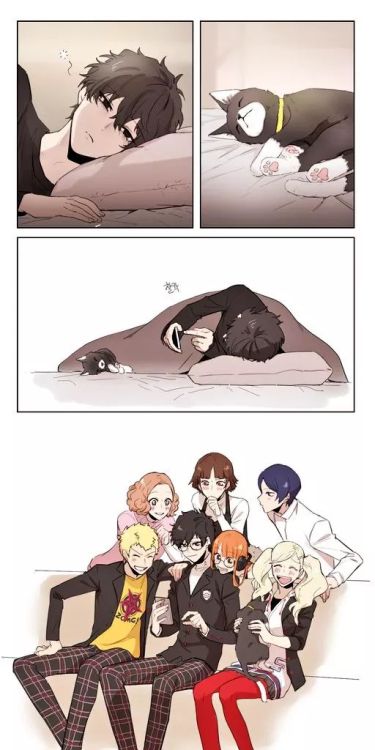 phantomb-thief: Ren taking Cat pics [by @nunyagame]