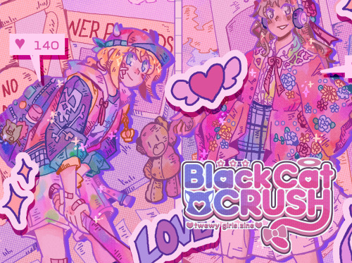 Preview of my piece for the Blackcat Crush Zine! So happy to be able to show the twewy girls some lo