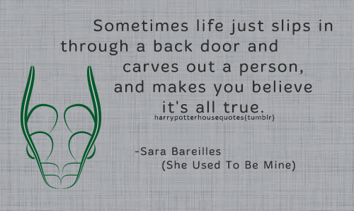 harrypotterhousequotes:SLYTHERIN:“Sometimes life just slips in through a back doorand carves out a p