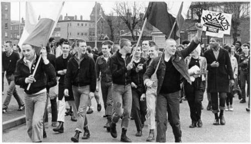 antifascistaction: ““No to Nazis”: skinheads take part in an anti-National Front protest in West Bromwich, 28th April 1979. Picture by Virginia...