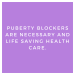 genderqueerpositivity:(Image description 1: white text on a blue background with a white border that says “Gender affirming hormone therapy is necessary and life-saving health care.” 2: white text on a pink background with a white border that