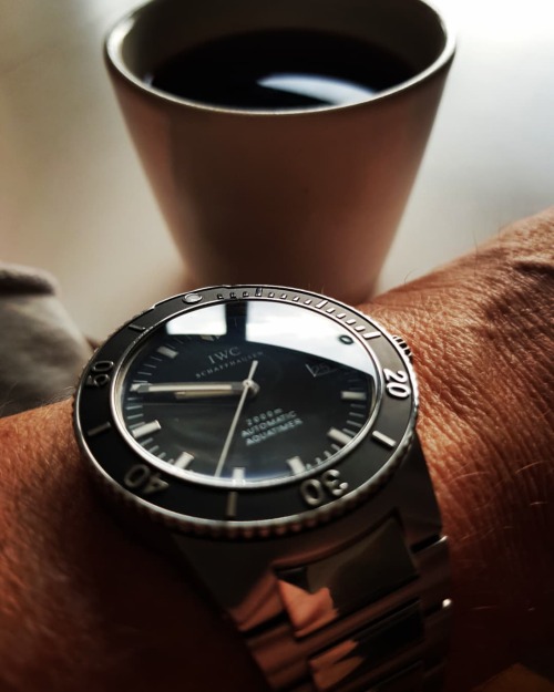 Morning coffee and morning watch. Espresso and iwc3536 Taking it easy this weekend. Still love the o