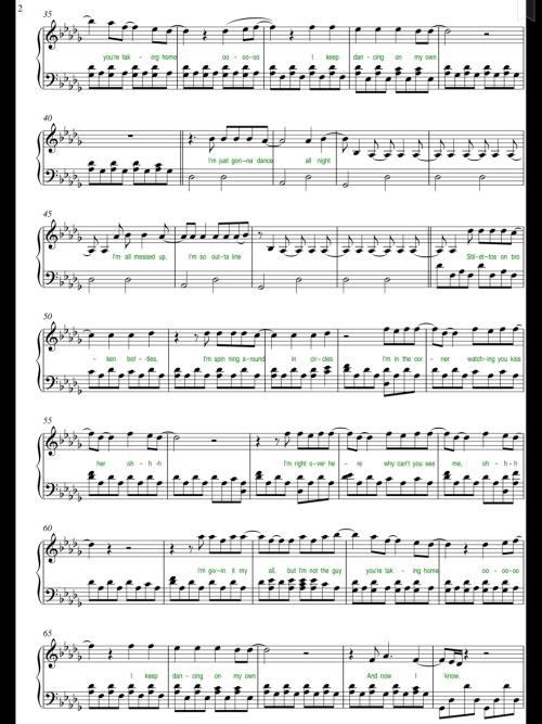 Dancing on my own - Calum Scott (Piano Sheet)