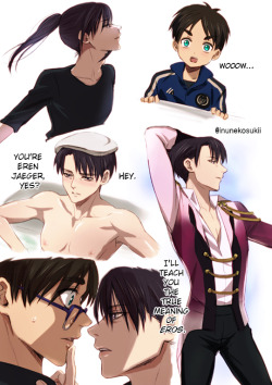 aurieackerman:  Ereri on Ice: Part 1 - [Part 2]  Artist: Lena_レナ | Source: ♡ | Twitter: inunekosukii | Pixiv: id=4269065Translation: undercover-witch | Editing &amp; Typesetting: aurieackermanTranslated &amp; posted with permission. ※ Do not