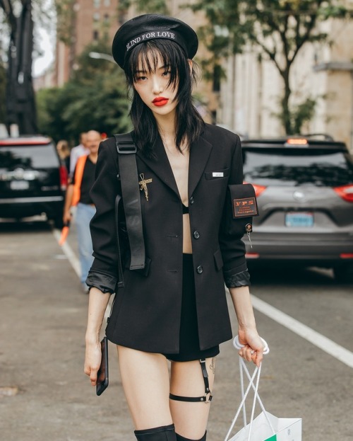 Black-is-no-colour — New York Fashion Week, Street Style. Model Sora