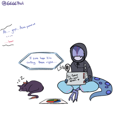 6666rui:I was halfway through this comic when i realised Narti can’t speak so i invented a machine ¯
