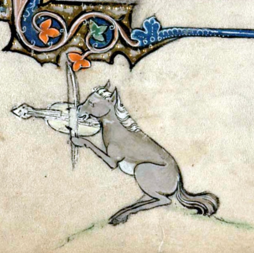 horse musicianbook of hours, Flanders ca. 1300Cambridge, Trinity College B.11.22, fol. 185v