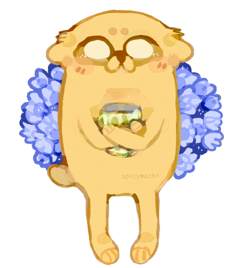 spicymochi:      yellow dog clutching jar of pickles    