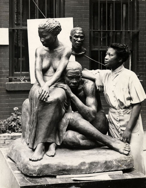 indypendent-thinking:  Augusta Savage with one of her sculptures, ca. 1938