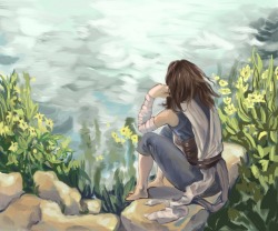 daylight-moderations:  daylight-moderations:  wanted to draw some peaceful rey with her hair down  available to purchase here: X   the other half i meant to post 