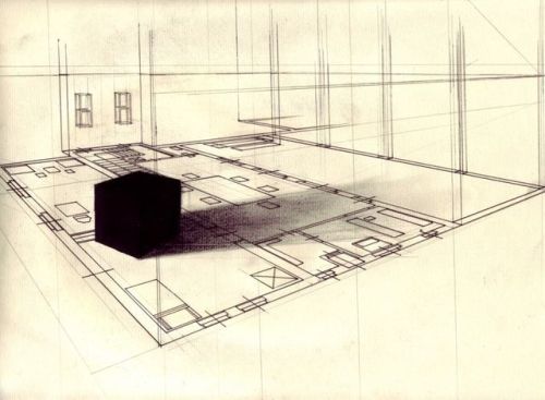 lafilleblanc:  Victor Timofeev Minimalistic black monolights over perspective house plans, 2007 tumblr