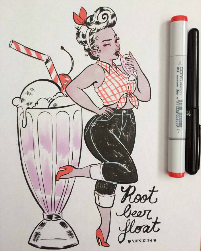vickisigh:    ♥ First week of Inktober! My theme this year is dessert girls~ 