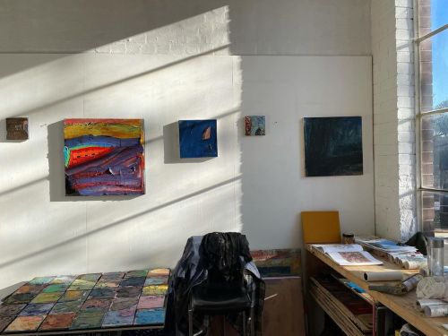 Studio light and and recent paintings. #australianartist #light #studio (at Alexandria, New South Wa