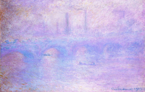 goodreadss:Waterloo Bridge, Fog, Claude Monet  // Water Lilies, claude Monet 1919