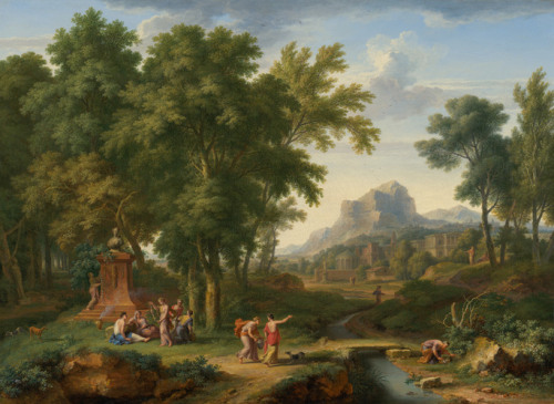 mauritshuis-museum: Arcadian Landscape with a Bust of Flora, Jan van Huysum, 1725, Mauritshuis Museu