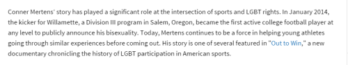 sorrynotsorrybi:Conner Mertens on coming out as bisexual in the often hyper-masculine world of footb