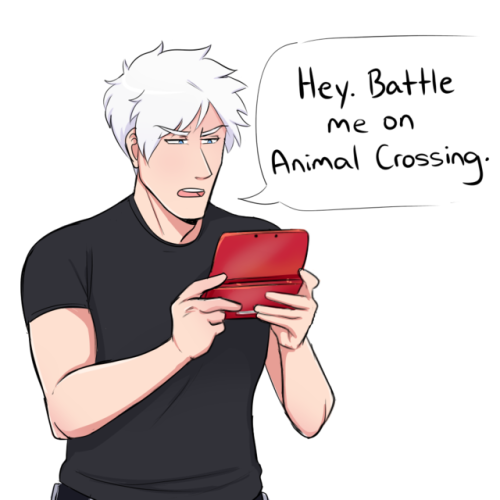 lizardlingo:He has no idea what Animal Crossing is but he was feeling left out Natalie’s there too