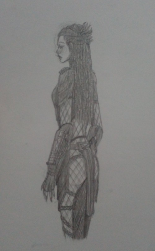 Sketch Of Kiara's Armor And Her Hunting Clothes, The Last Three Are Festival Clothes