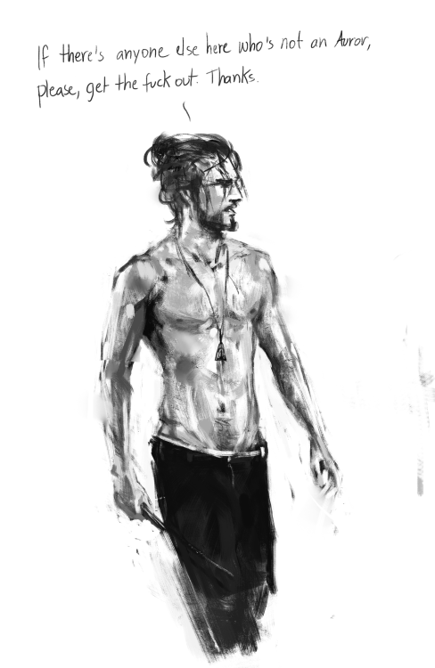 blvnk-art:He doesn’t understand why there’s random people watching his auror training. It’s just too