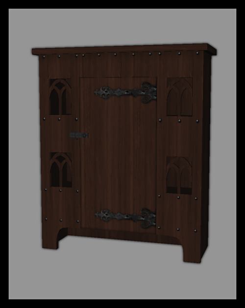 Another holiday gift! This is Lama’s lovely Medieval Pantry Cabinet (which is a fridge). A fun to re