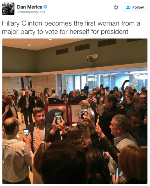 micdotcom: At around 8 a.m. Tuesday morning, Hillary Clinton cast her ballot in Chappaqua, New York.