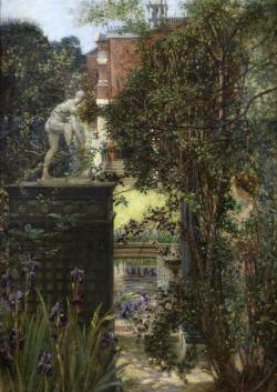 poboh: A Londong garden, 1911, Edith Corbet. (1846 - 1920)