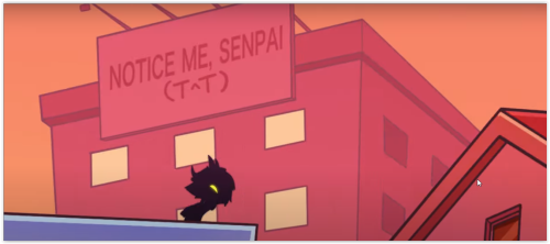 I rewatched episode 3 of Helluva Boss and I just noticed this sign when Moxxie and Millie jump on th