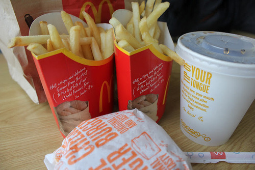 prettygirlfood:Double Cheeseburger & Fries from McDonalds